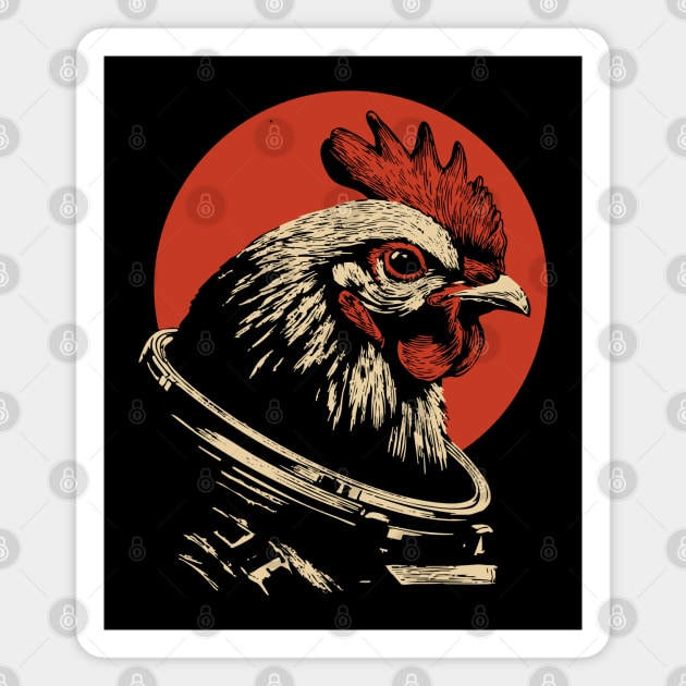 Galactic Cluck Chicken Astronaut Magnet by TuncGK